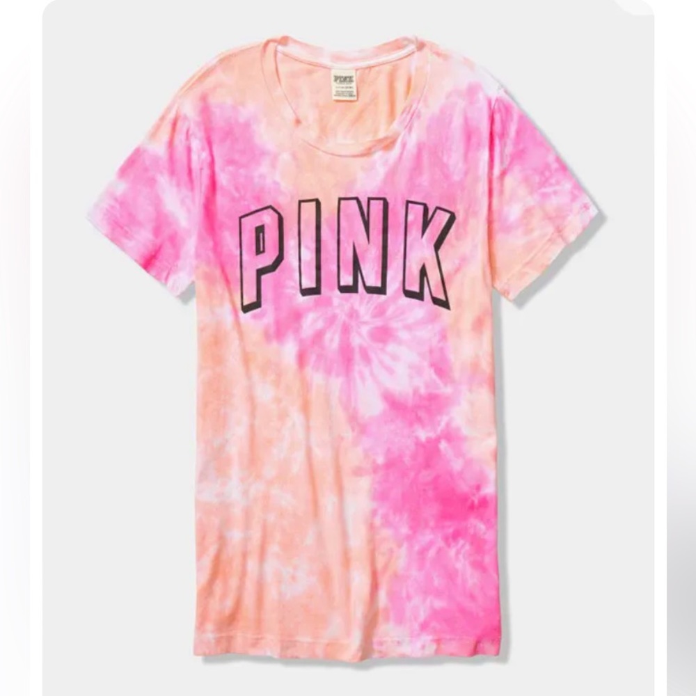 Victoria's Secret PINK Campus Short Sleeve Tee Pink Tie Dye